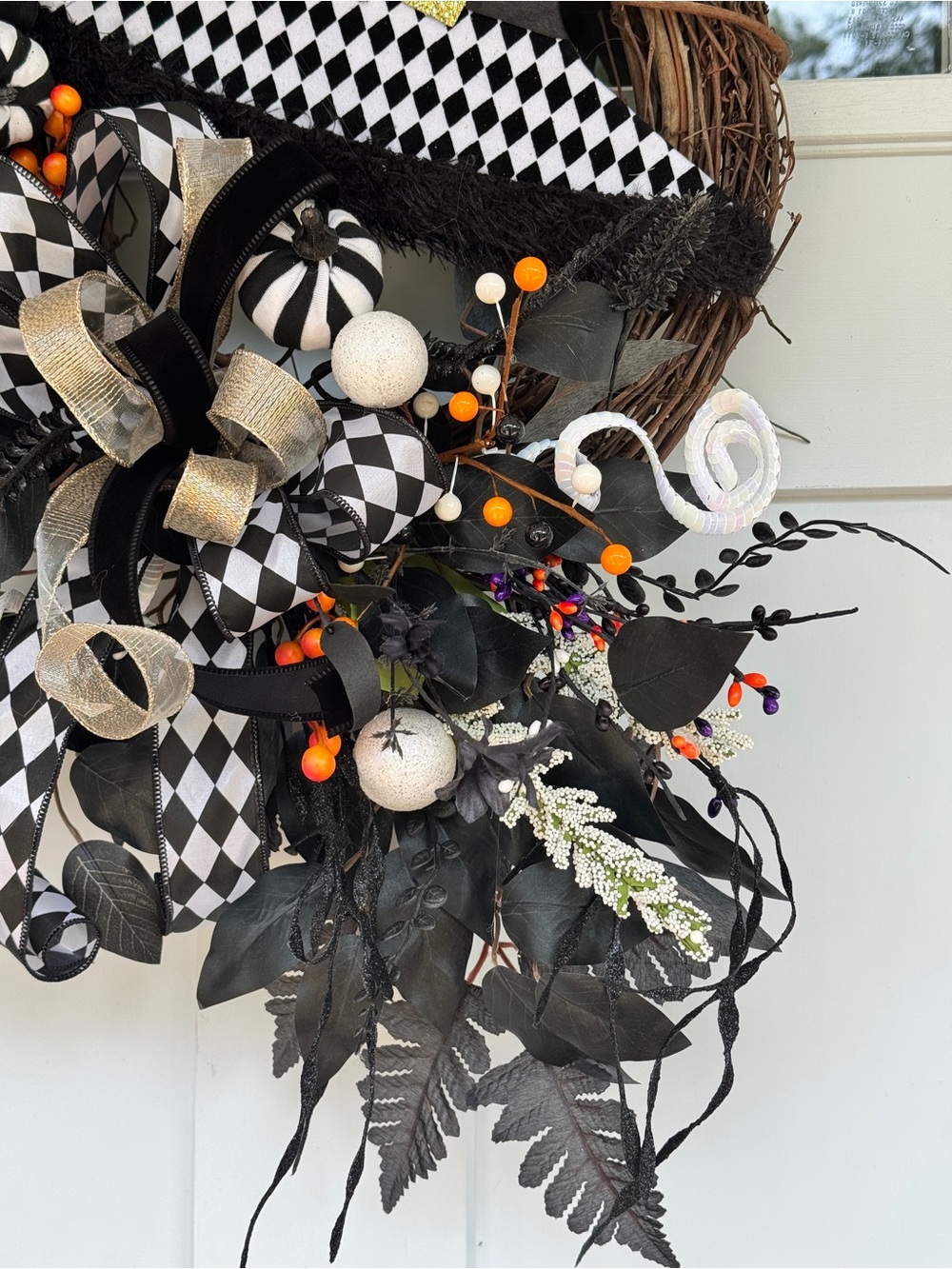 Black & White Harlequin Witch Wreath - Picture 3 of 6